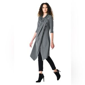 Zapelle Cowl Neck Cotton Knit Asymmetric Wrap Tunic size Medium